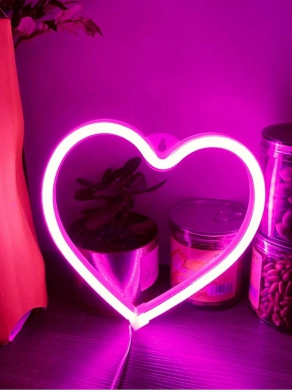 Pink Heart LED Neon Wall Decor